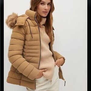 NWT Mango Faux Fur Anorak Coat Size XS